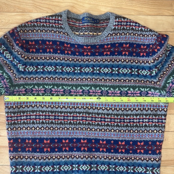 Men's Polo Ralph Lauren Nordic Fair Isle Crewneck Wool Blend Sweater Size Large - Picture 8 of 9